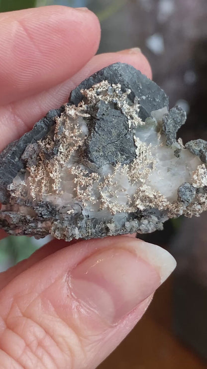 Native Silver on Calcite, Zgounder Morocco