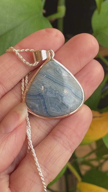 Blue Scheelite Pendant, Sterling Silver