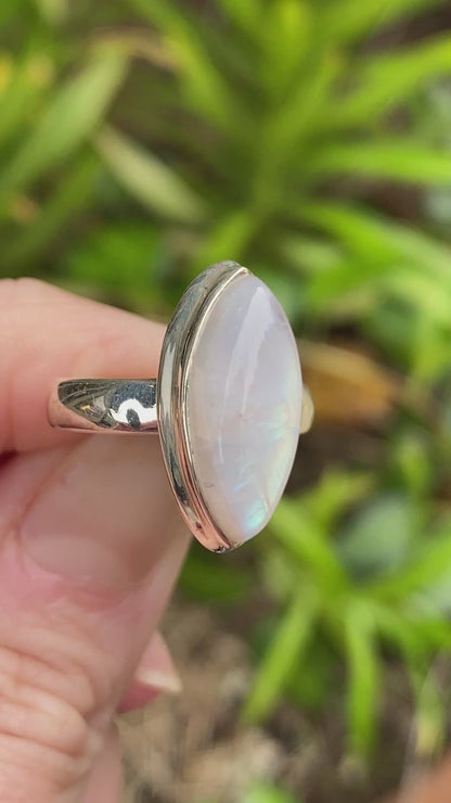 Rainbow Moonstone Ring, Size 6