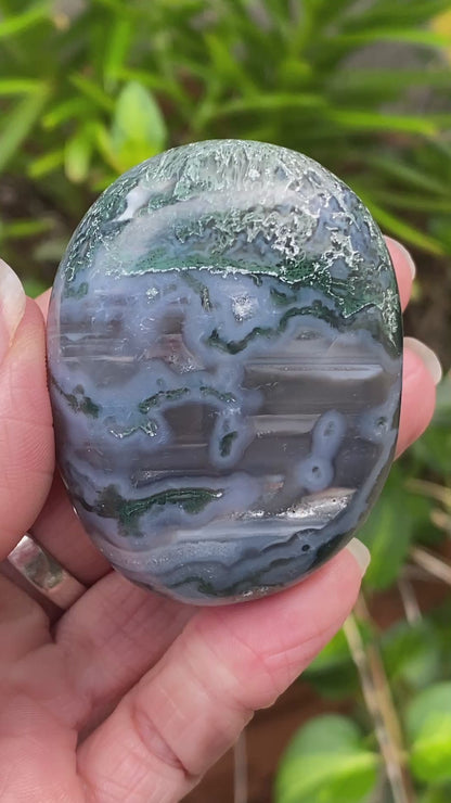 Moss Agate Palm Stone