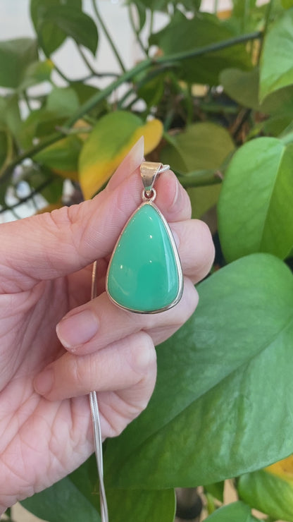 Chrysoprase Pendant, Sterling Silver