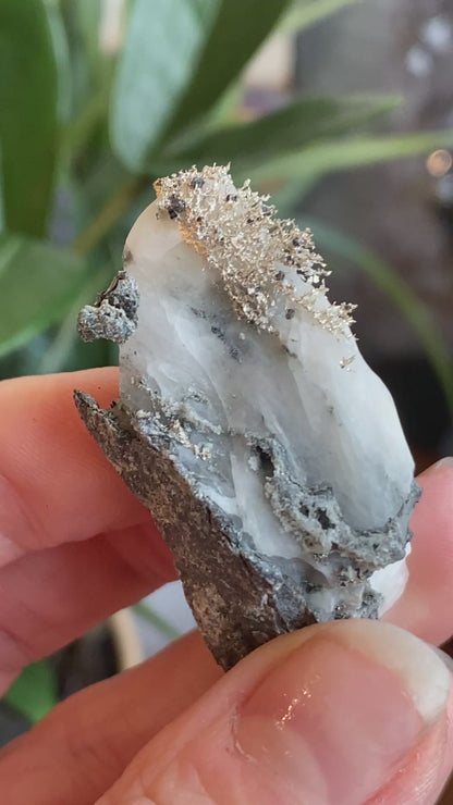 Native Silver on Calcite, Zgounder Morocco