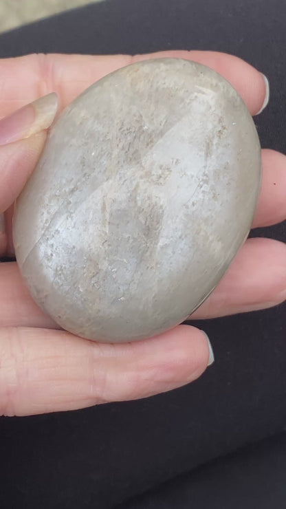 Black Moonstone Palm Stone, Gray Moonstone