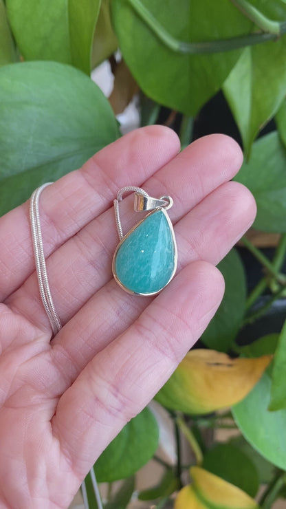 Amazonite Pendant, Sterling Silver