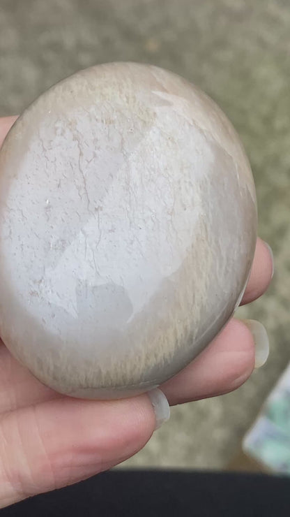 Black Moonstone Palm Stone, Gray Moonstone