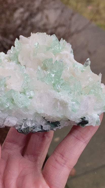 Mint Green Apophyllite on Stilbite