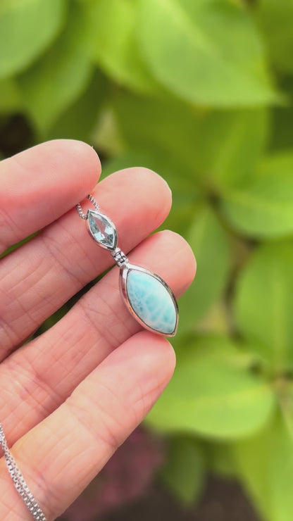 Larimar and Blue Topaz Pendant Necklace