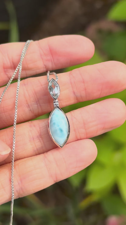 Larimar and Blue Topaz Pendant Necklace