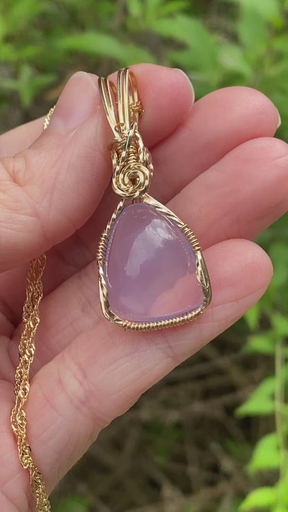 Gem Purple Scapolite Pendant Necklace, 14k Gold Filled