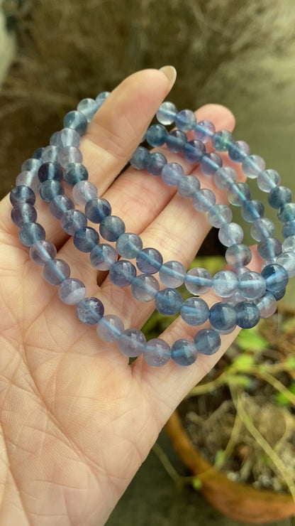 Blue Fluorite Bead Bracelet, 6mm