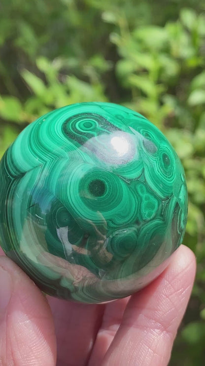 Malachite Sphere, Chatoyant