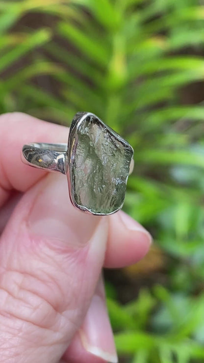 Moldavite Ring, Size 6