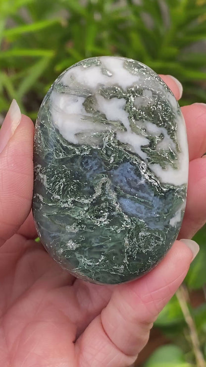 Moss Agate Palm Stone