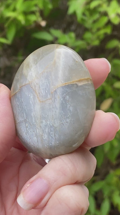 Black Moonstone Palm Stone, Gray Moonstone