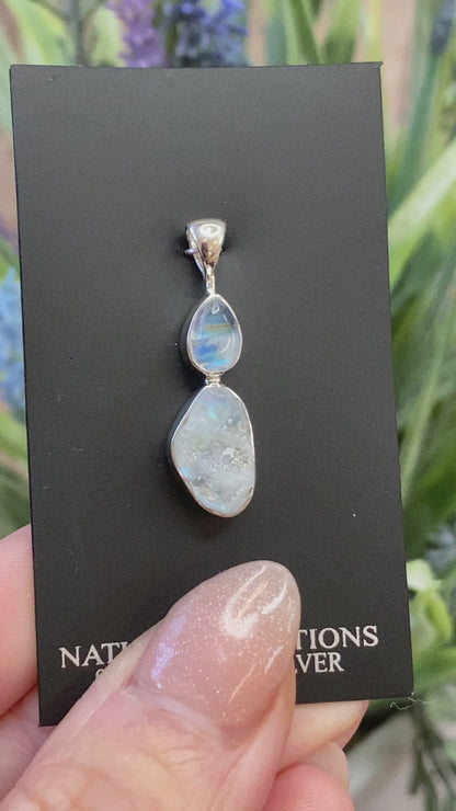 Rainbow Moonstone Pendant, .925 Sterling