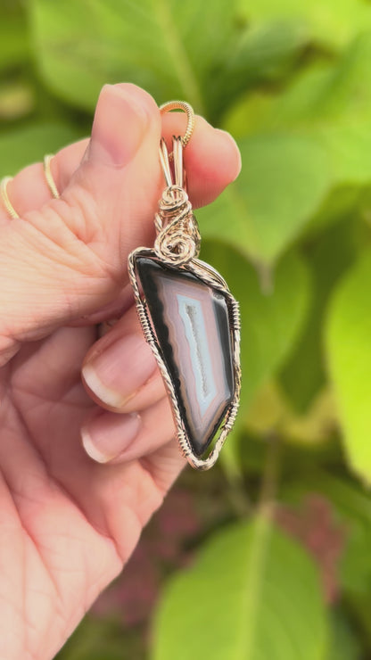 Paribas Polyhedroid Agate Wire Wrapped Pendant Necklace, Includes Chain, Made in Store