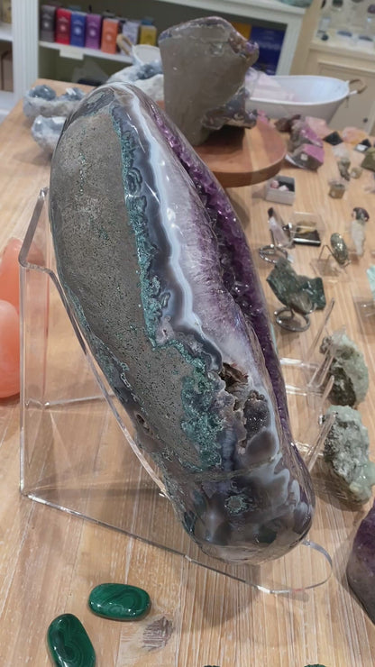 Stunning Amethyst Geode Showpiece, Round, 90's Brazil, 47lbs