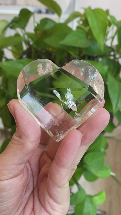 Clear Quartz Heart Carving