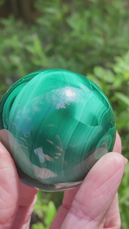 Malachite Sphere, Chatoyant