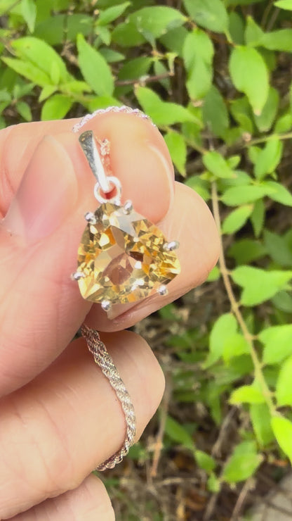 Citrine Trillionaire Pendant, Sterling Silver, Natural