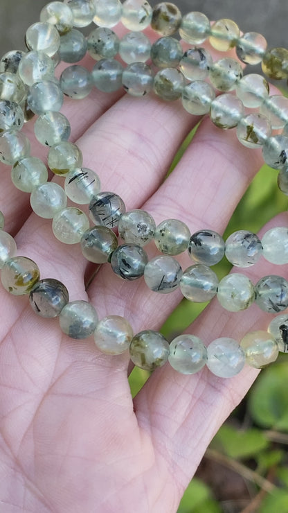 Prehnite with Epidote Bracelet, 6mm