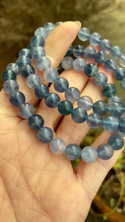 Blue Fluorite Bead Bracelet, 8mm