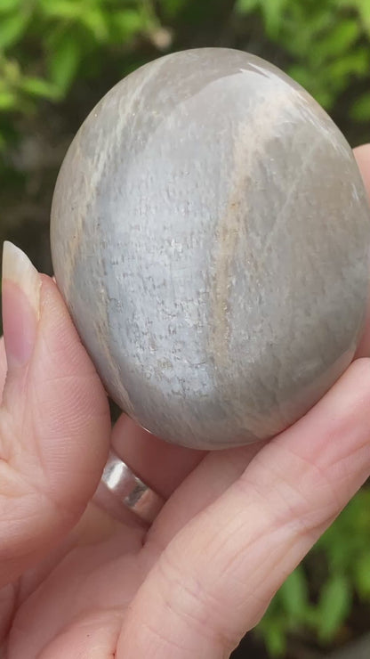 Black Moonstone Palm Stone, Gray Moonstone