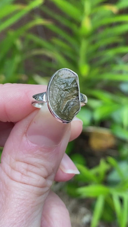 Moldavite Ring, Size 4