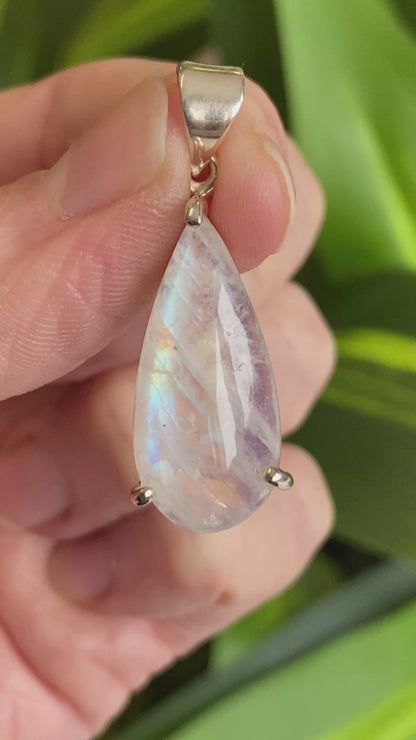 Rainbow Moonstone Pendant, .925 Sterling Silver