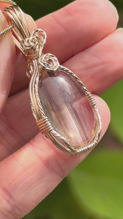 Bronze Rutile Wire Wrapped Pendant Necklace, 14k Gold Fill, Includes Chain, Made in Store