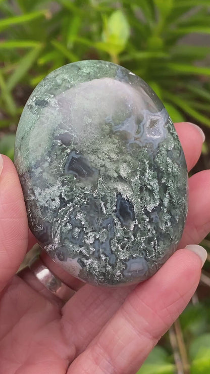 Moss Agate Palm Stone