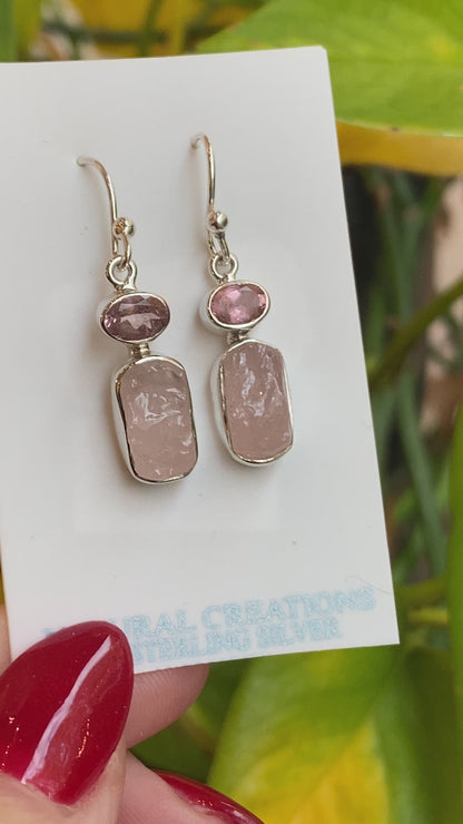 Rose Quartz Earrings, .925 Sterling Silver