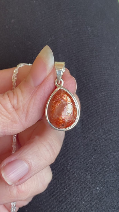 Sunstone Pendant, Sterling Silver