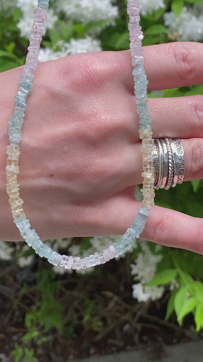 Aquamarine, Morganite Crystal Necklace