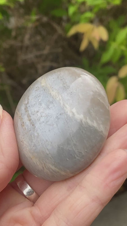 Black Moonstone Palm Stone, Gray Moonstone