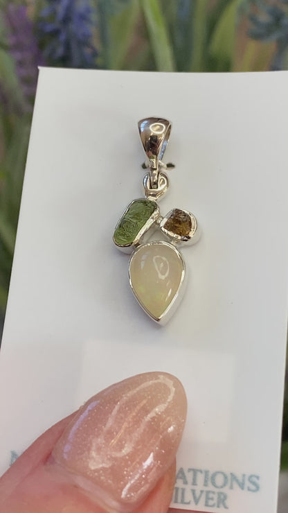 Ethiopian Opal, Peridot and Citrine Pendant, .925 Sterling