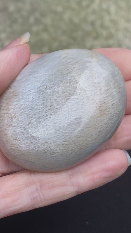 Black Moonstone Palm Stone, Gray Moonstone