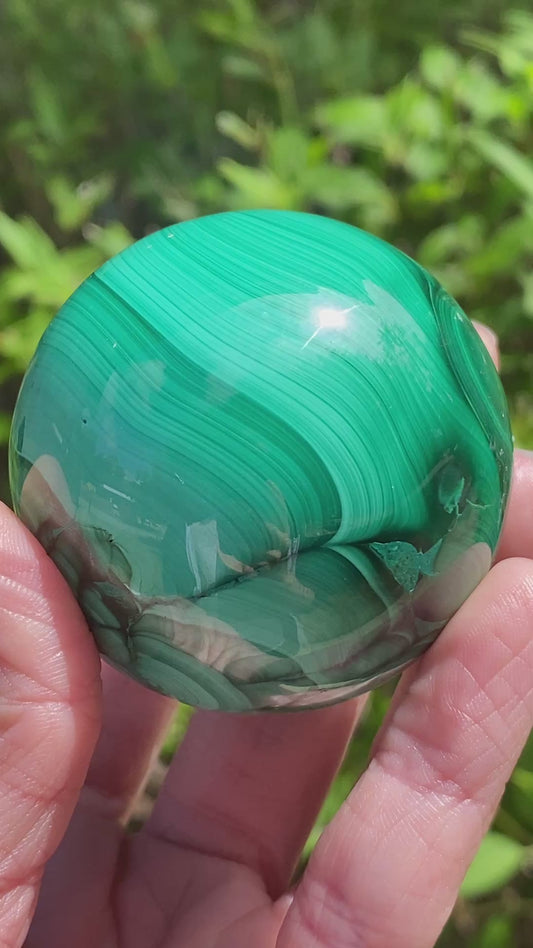 Malachite Sphere, Chatoyant