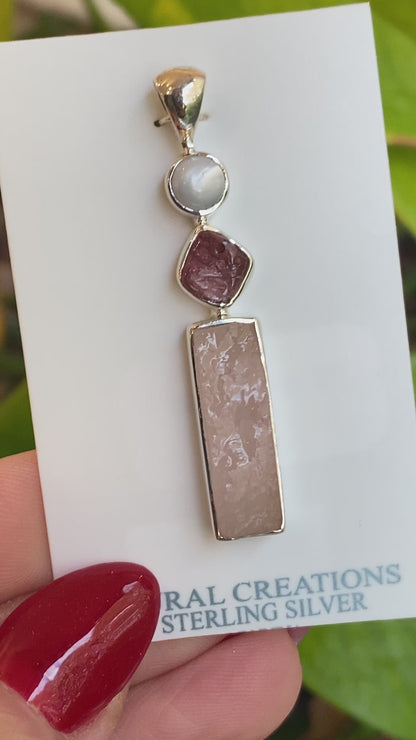 Rose Quartz Pendant, .925 Sterling Silver