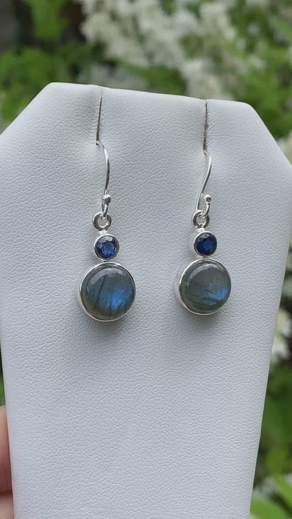 Kyanite and Labradorite Earrings, .925 Sterling