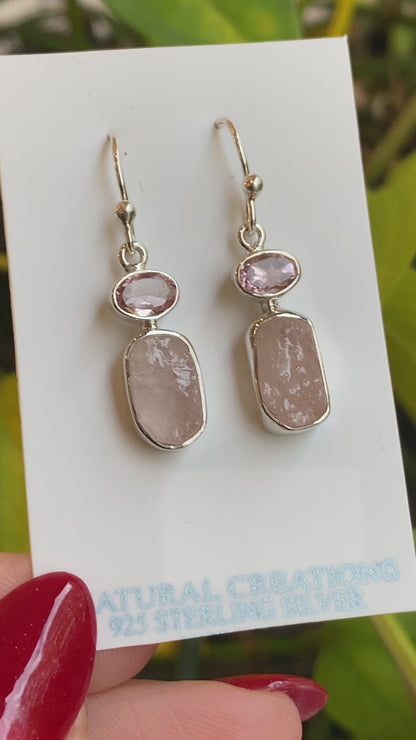 Rose Quartz Earrings, .925 Sterling Silver