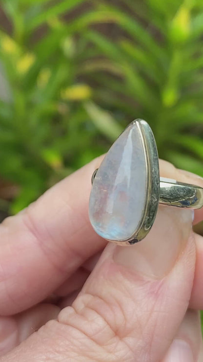 Rainbow Moonstone Ring, Size 6.5