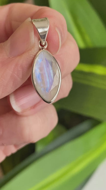 Rainbow Moonstone Pendant, .925 Sterling Silver