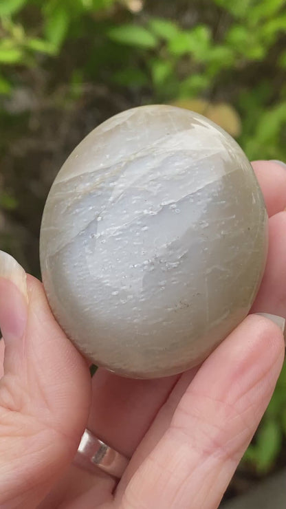 Black Moonstone Palm Stone, Gray Moonstone