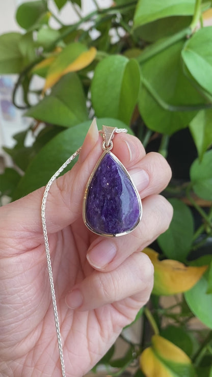 Charoite Pendant, Sterling Silver