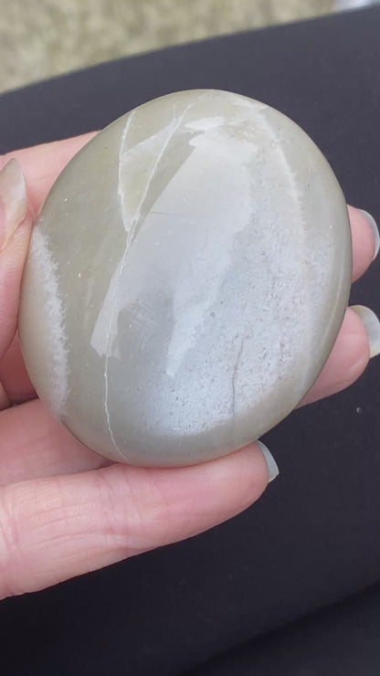 Black Moonstone Palm Stone, Gray Moonstone