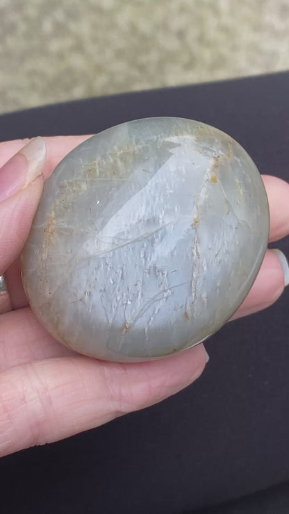 Black Moonstone Palm Stone, Gray Moonstone