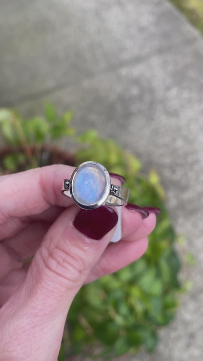 Moonstone Ring, Size 7, Sterling Silver