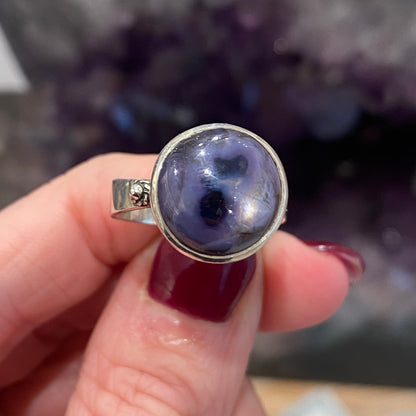 Unique Star Sapphire Ring, Size 6.75, Sterling Silver