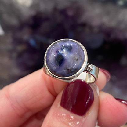 Unique Star Sapphire Ring, Size 6.75, Sterling Silver